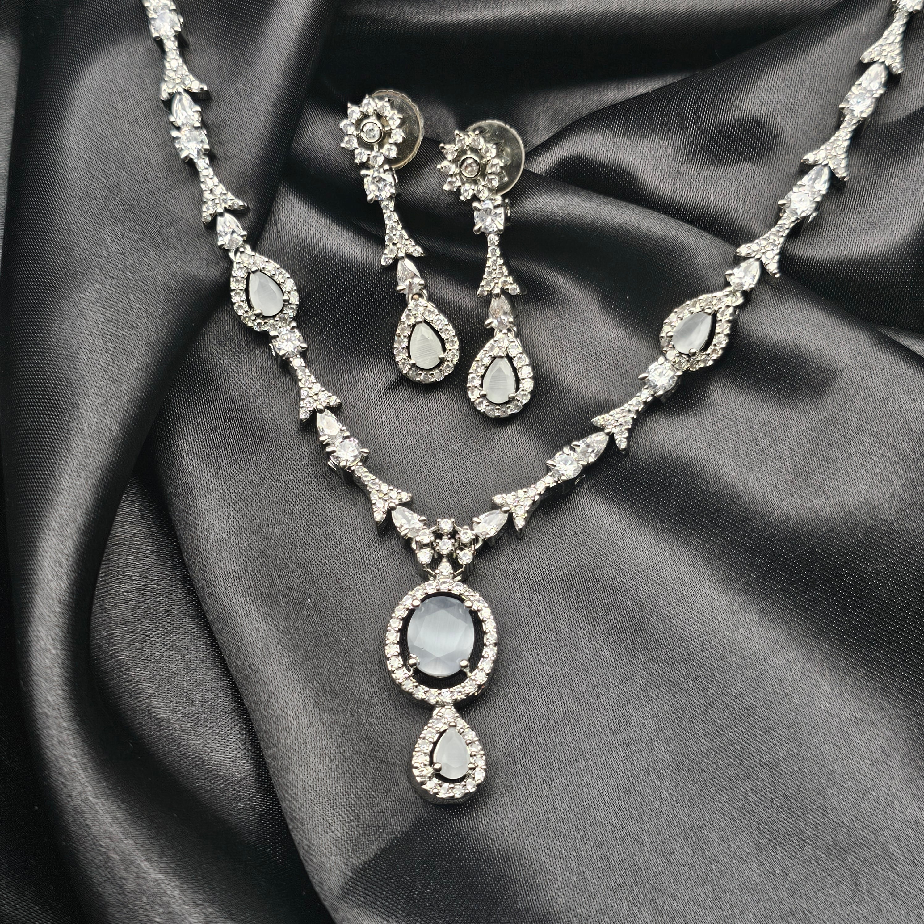 Snow-white American Diamond Necklace Set